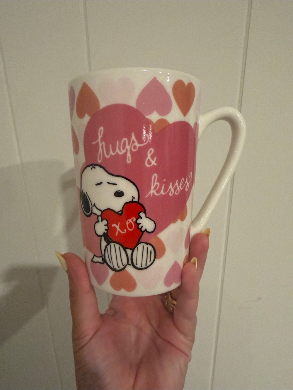 Peanuts Pink & Red Snoopy Hugs & Kisses Mug